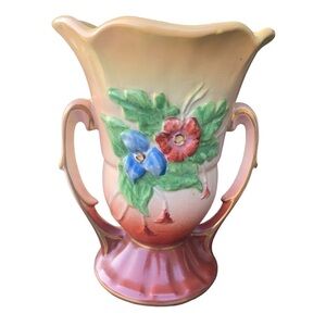 Vintage Hull Art Pottery Vase Double Handled G1- 6 1/4” Wildflower Floral